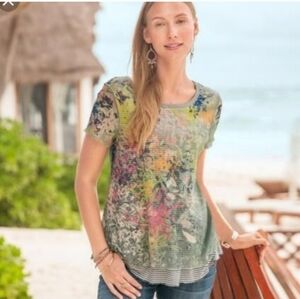 SUNDANCE CATALOG ARTIST'S TAKE LAYERED TEE SZ M